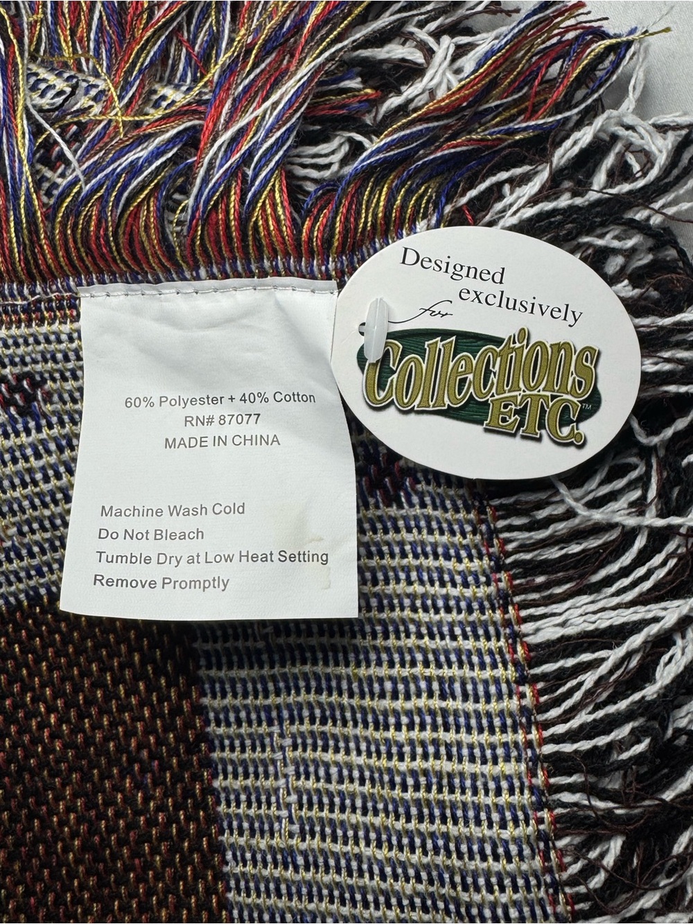 Collections Etc Primitive Country Angel Tapestry Throw Blanket 48x60 Fringe NWT - Picture 3 of 3